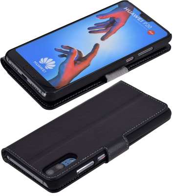 Echte Leder-Tasche Für Huawei P20 – Mit Standfunktion, Kartenfach & Bruchfester Innenschale In Cognac