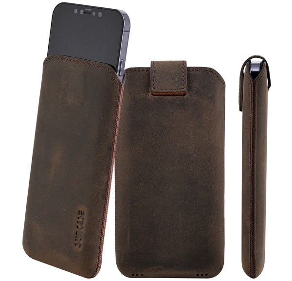 Suncase Leder Etui für iPhone 16 Pro Max (6.9") Hülle Schutzhülle Case (mit Magnetverschluss)