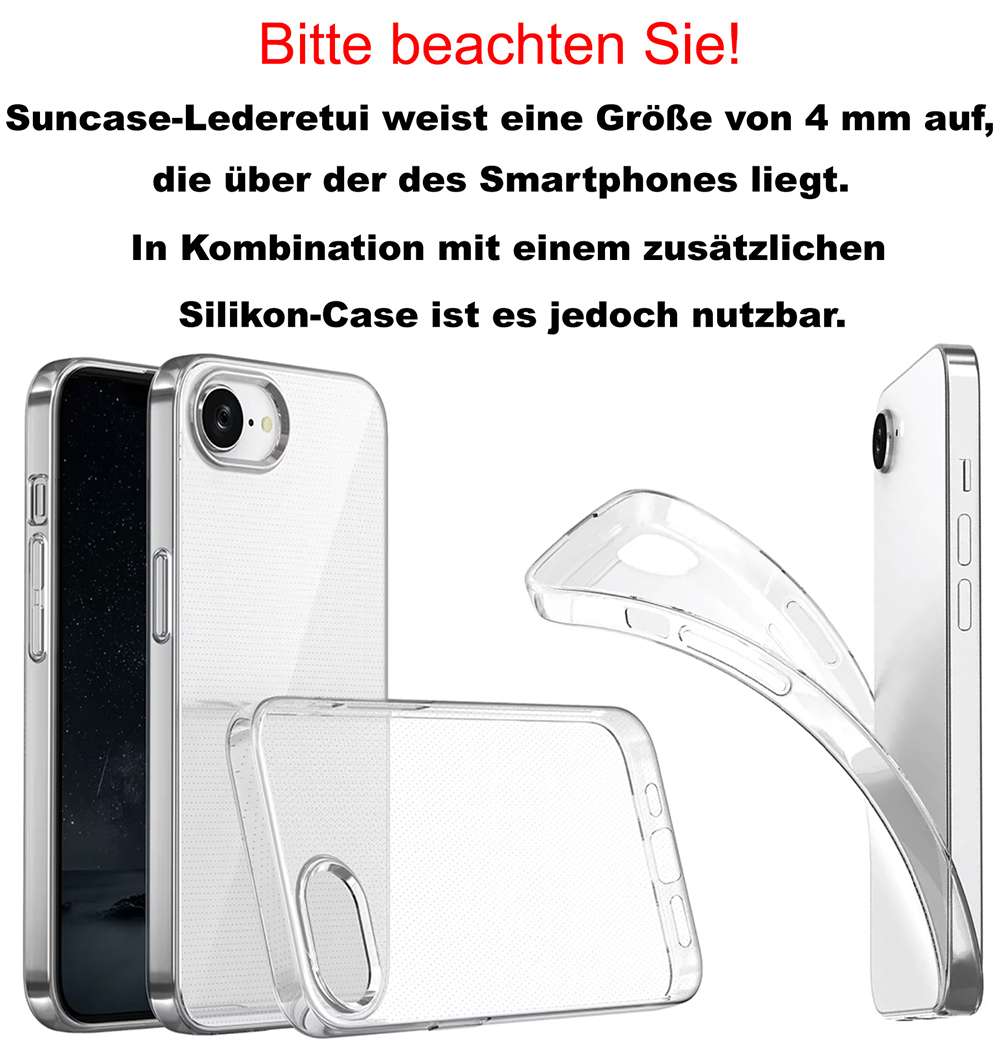 Suncase Flip Style Leder Tasche Schutzhülle Hülle für iPhone 16 Plus (6,7 Zoll) | Suncase Luxury Genuine Leather Cases