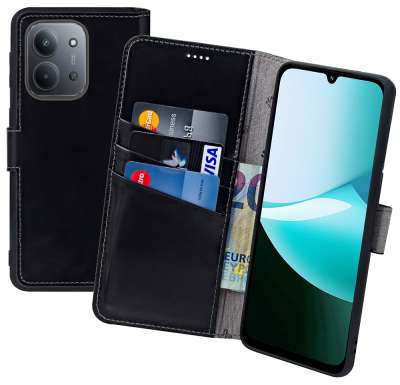 Suncase Book-Style Custodia Compatibile Con Samsung Galaxy Nota 10 Plus Pelle Custodia (Slim-Fit) Custodia di Cuoio Custodia per Cellulare Custodia Protettiva Con 3 Scompartimento Carte Nero