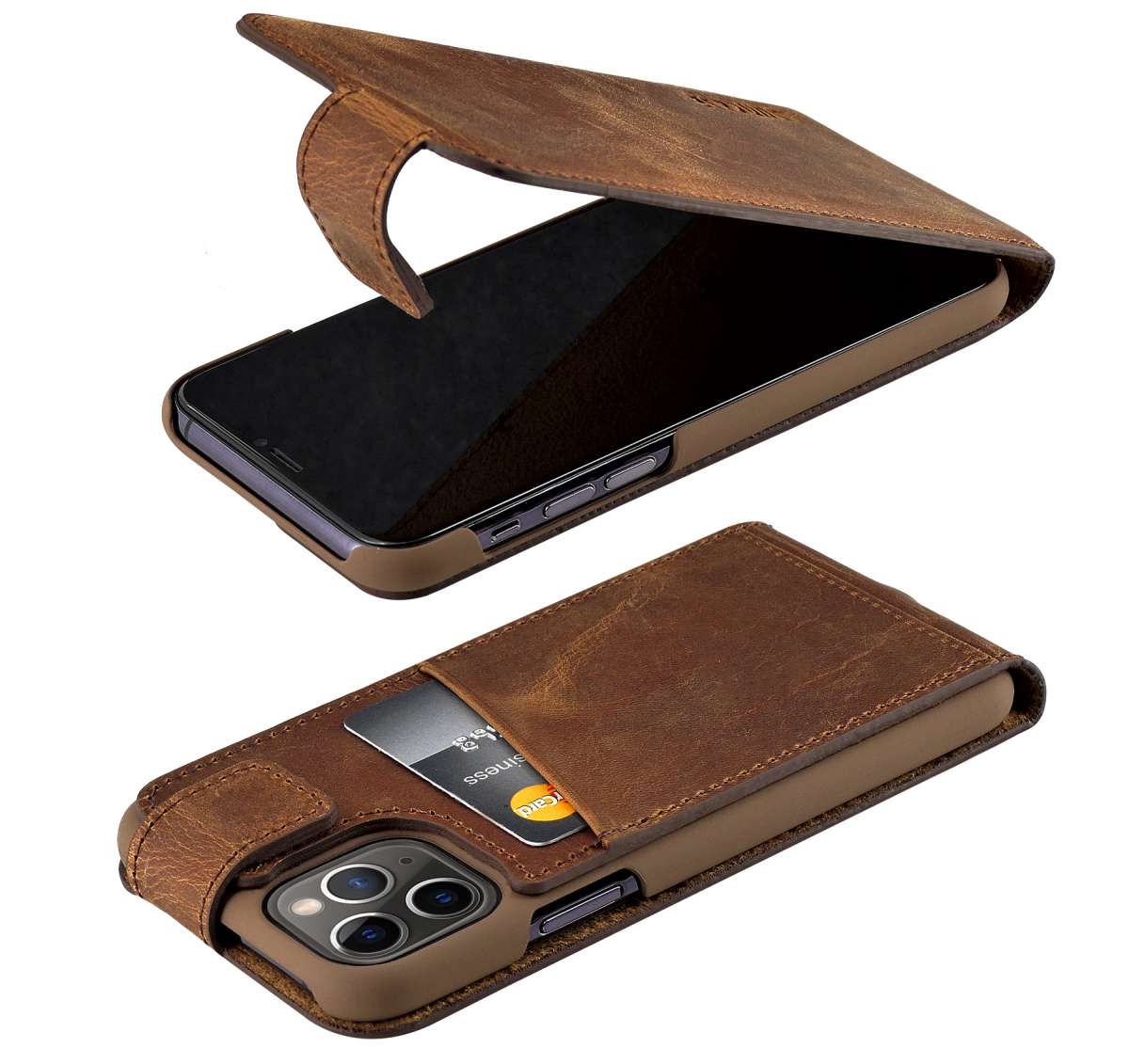 Suncase - Custodia in vera pelle originale compatibile con iPhone 12