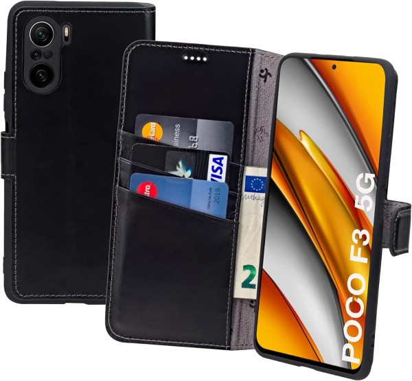 Suncase Book-Style für Xiaomi Poco F3 Hülle Ledertasche Case