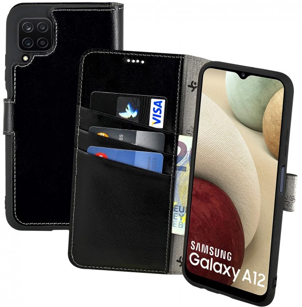 Suncase Book-Style für Samsung Galaxy A12 Hülle Ledertasche Case