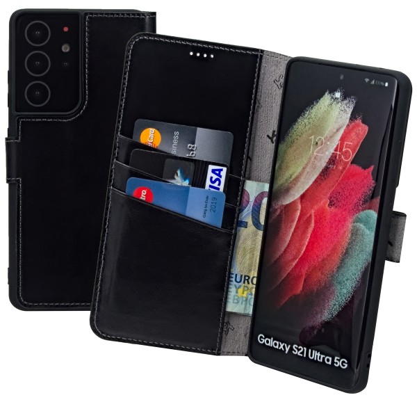 Suncase Book-Style für Samsung Galaxy S21 Ultra 5G Hülle Tasche Ledertasche Case