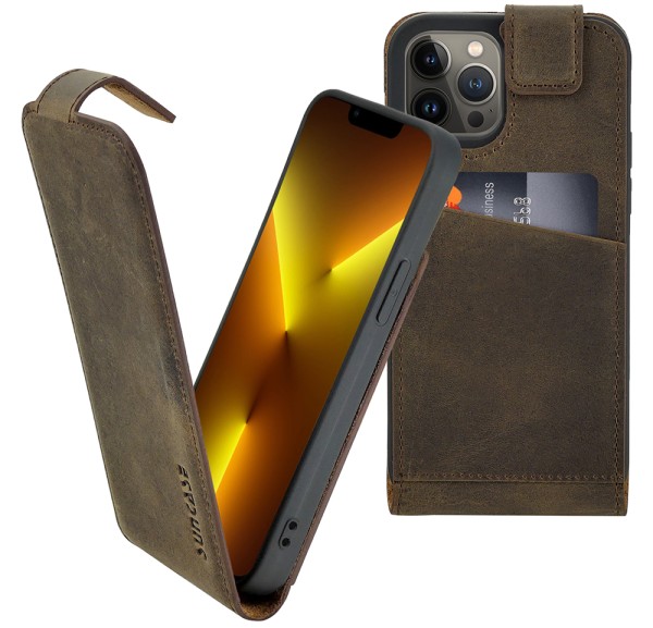 Suncase Flip-Style für iPhone 15 Pro (6.1") Hülle Ledertasche Case