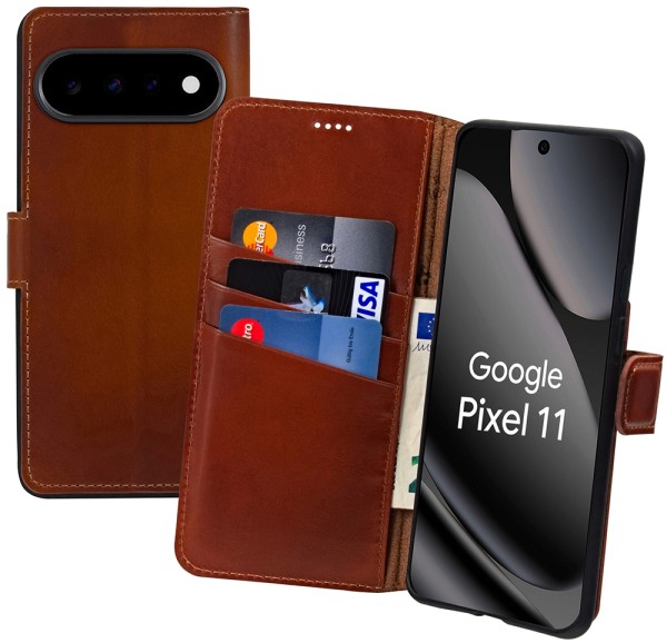 Suncase Book-Style Lederhülle für Google Pixel 11 5G – Echtleder Handytasche Case