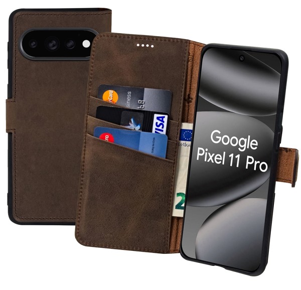 Suncase Book-Style Lederhülle für Google Pixel 11 Pro 5G – Echtleder Handytasche Case