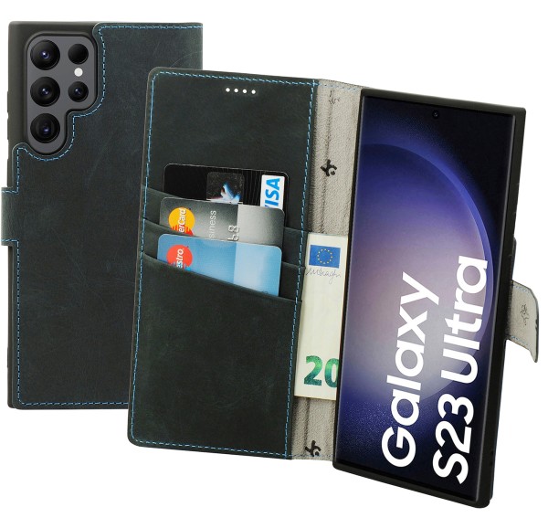 Suncase Book-Style für Samsung Galaxy S23 Ultra 5G Hülle Tasche Ledertasche Case