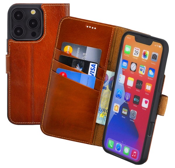 Suncase Book-Style Tasche für Motorola Edge 50 Fusion 5G Hülle Echt Ledertasche Case