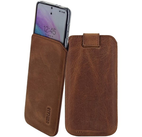 Suncase Echt Ledertasche Hülle Stecketui für OnePlus Nord 4 5G (Innenmaße: ca. 165 x 78 x 13 mm)