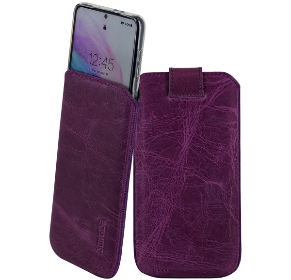 Suncase Echt Ledertasche Hülle Stecketui für Sony Xperia 1 VIII 8 (2026) (Innenmaße:ca.168 x 80 x 12