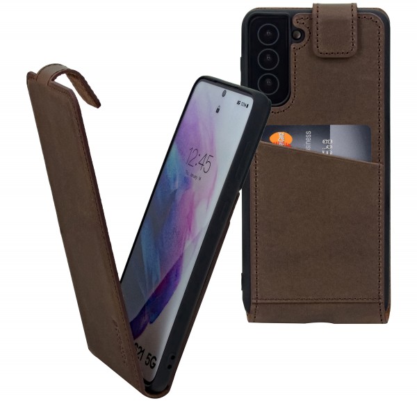 Suncase Flip-Style für Samsung Galaxy S21 5G Hülle Ledertasche Case