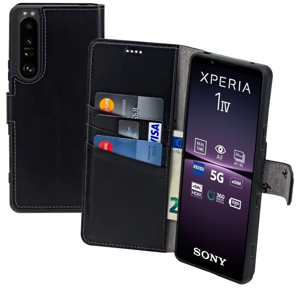 Suncase Book-Style für Sony Xperia 1 IV 4 (2022) Hülle Ledertasche Case
