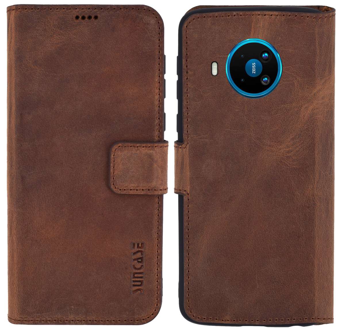 Suncase Custodia Vera Pelle Cellulare Caso + IN Silicone per Fairphone 6