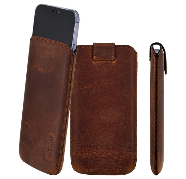 Suncase Leder Etui für iPhone 16 Pro (6.3") Hülle Schutzhülle Case (mit Magnetverschluss)