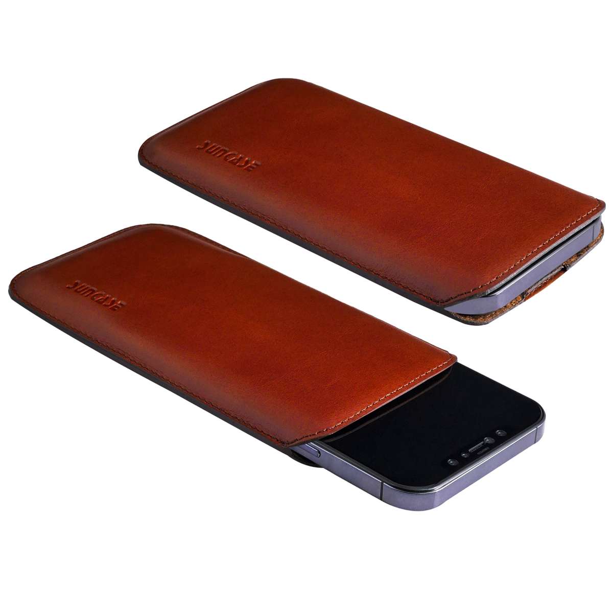 Suncase Custodia In Pelle Originale Per IPhone 13 Pro (6,1'') - Blu, Ultra Sottile Con Linguetta Di Estrazione, Fatta A Mano In Europa - 2