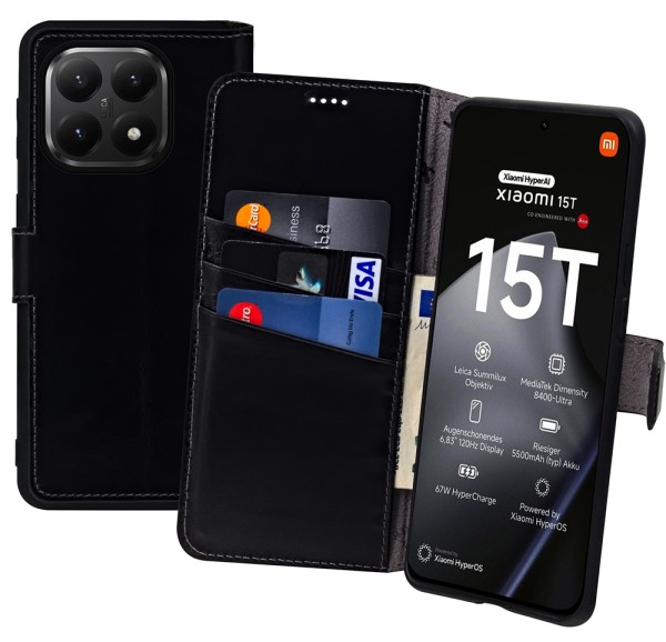 Suncase Book-Style Ledertasche für Xiaomi 15T Hülle Tasche Wallet Case Schutzcover