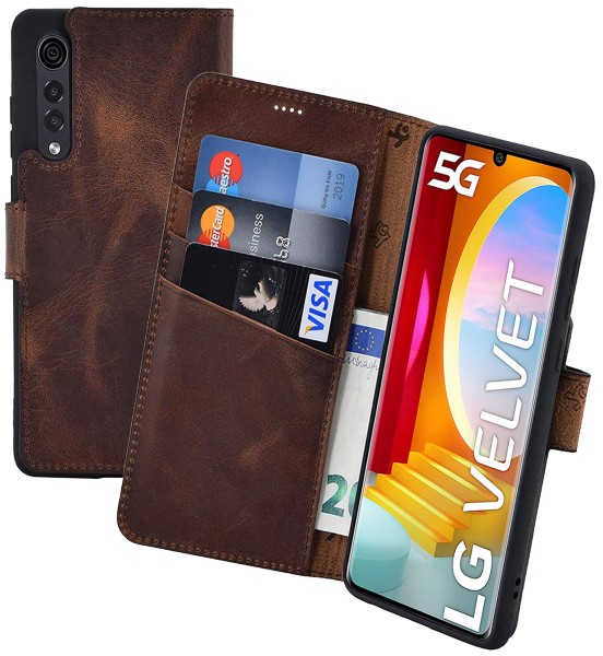 Suncase Book-Style für LG Velvet 5G Hülle Ledertasche Case