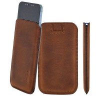 Suncase Original Leder Etui kompatibel mit Nokia 6303 Classic Hülle Tasche Ultra Slim Ledertasche Schutzhülle Case in braun