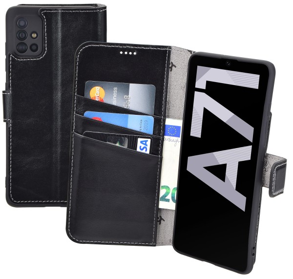 Suncase Book-Style für Samsung Galaxy A71 Hülle Ledertasche Case