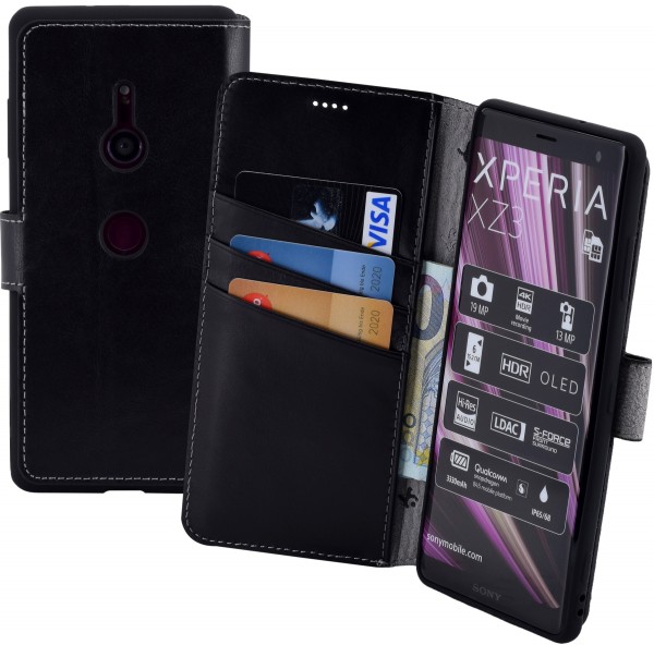 Suncase Book-Style für Sony Xperia XZ2 Compact Hülle Ledertasche Case