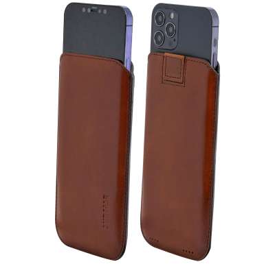Custodia In Pelle Originale Suncase Per IPhone 13 Pro (6.1 Pollici) – Colore Caffè Anticato, Realizzata A Mano In Europa, Con Linguetta Di Estrazione E Interno In Velluto
