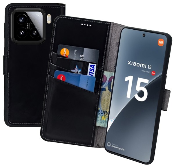 Suncase Book-Style Hülle für Xiaomi 15 5G Tasche Echt Ledertasche Case