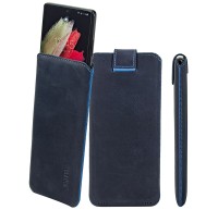 Suncase Leder-Tasche Für TIPTEL Ergophone 6420 – Antik Braun, Mit Magnetverschluss & Gürtelschlaufe