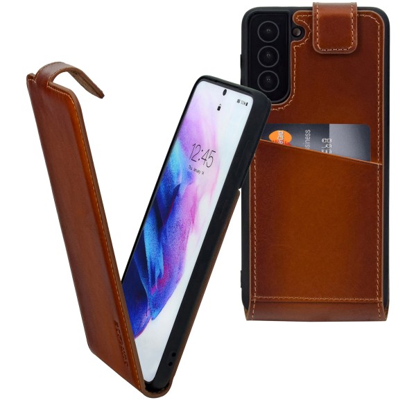 Suncase Flip-Style Hülle für Samsung Galaxy S26 5G Echt Ledertasche Vertikal Cover Case