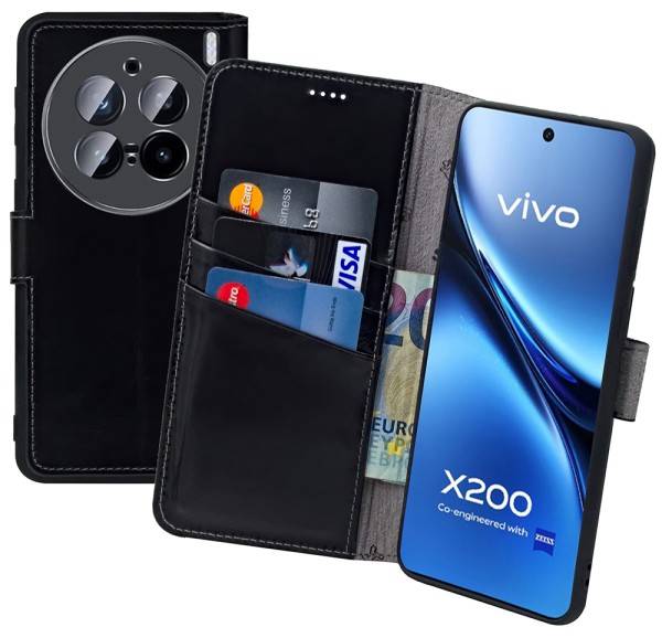 Suncase Book-Style Hülle für Vivo X200 5G Tasche Echt Ledertasche Case