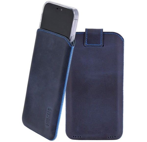 Suncase ECHT Ledertasche Leder Etui kompatibel mit Fairphone 5 Innenmaße: ca. 170 x 82 x 15 mm