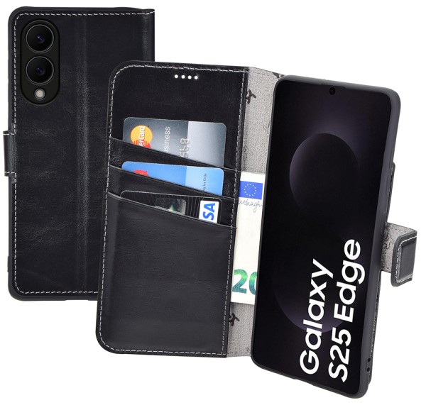 Suncase Book-Style Hülle für Samsung Galaxy S25 Edge 5G Tasche Echt Ledertasche Case