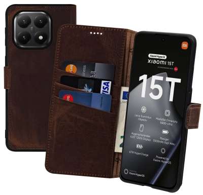 Suncase Custodia Pieghevole In Pelle Vintage Caffè Per Xiaomi Redmi Note 11