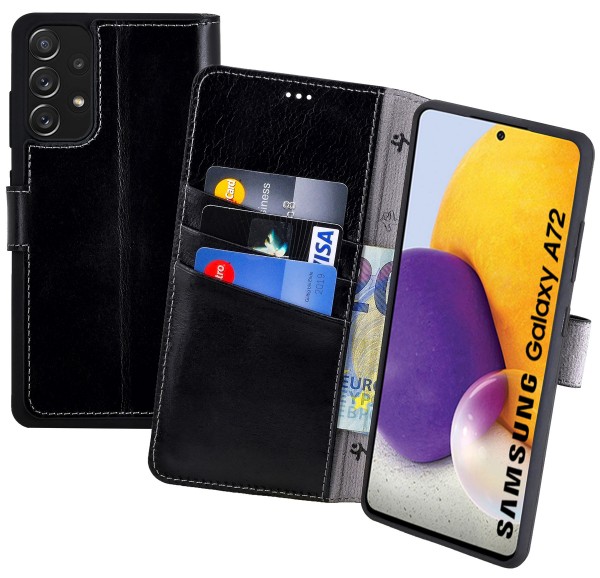 Suncase Book-Style für Samsung Galaxy A72 Hülle Ledertasche Case