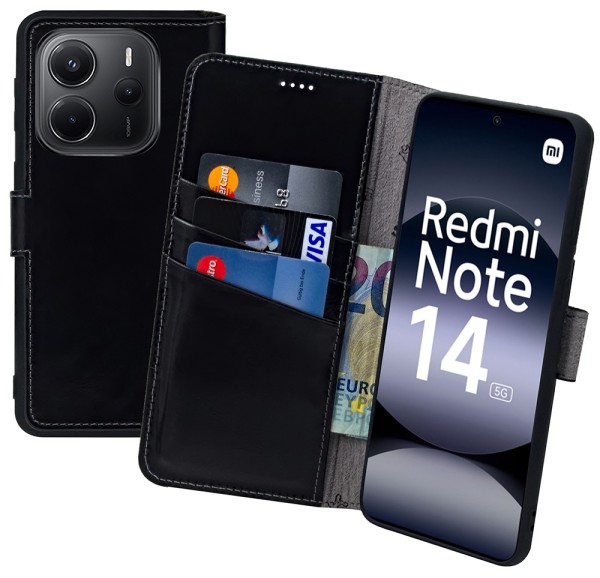 Suncase Book-Style Hülle für Xiaomi Redmi Note 14 5G Tasche Echt Ledertasche Case