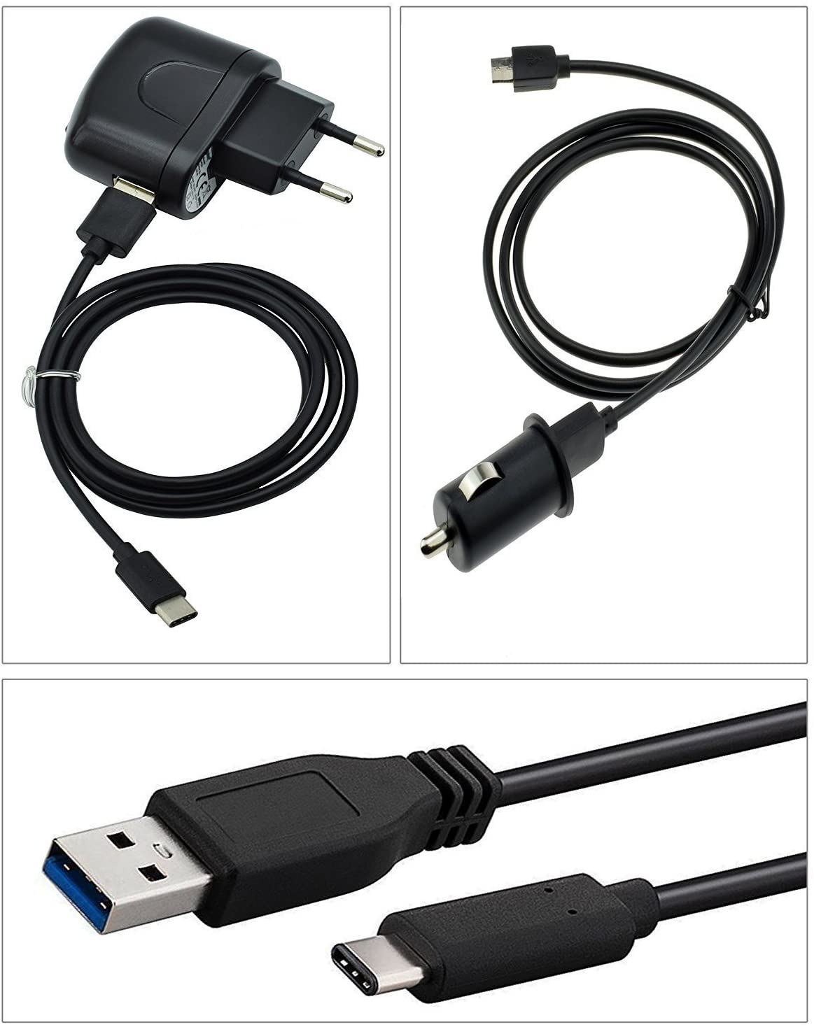 4 in 1 Ladegerät Set Kfz / Netz für Geräte mit USB-C Anschluß