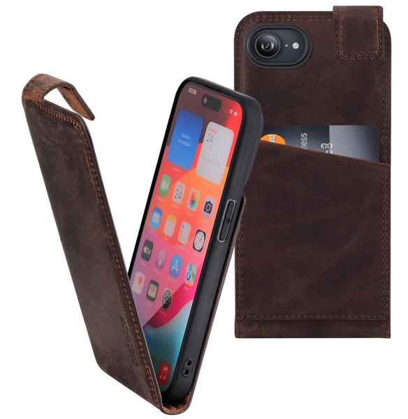 Suncase Flip-Style Hülle für iPhone 17e Echt Ledertasche Vertikal Cover Klapp Case