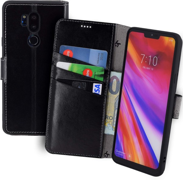 Suncase Book-Style Hülle Tasche Case Echt Ledertasche für LG G7 fit